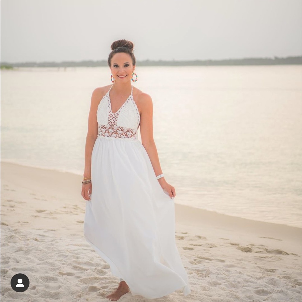 Women’s White Crochet Maxi Dress